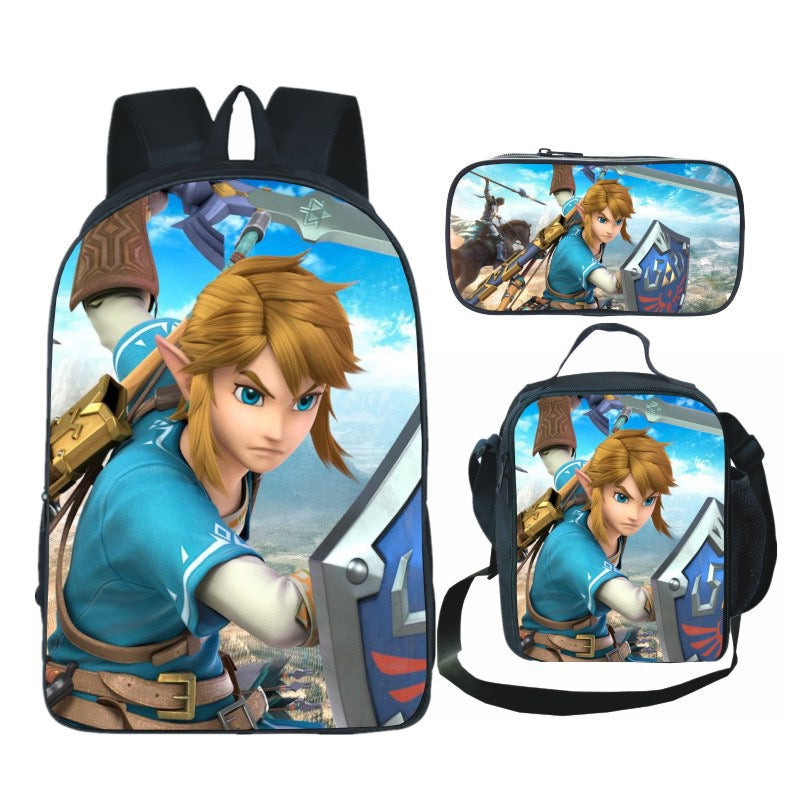 The Legend of Zelda Schoolbag Backpack Lunch Bag Pencil Case Set Gift for Kids Students