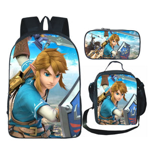 The Legend of Zelda Schoolbag Backpack Lunch Bag Pencil Case Set Gift for Kids Students