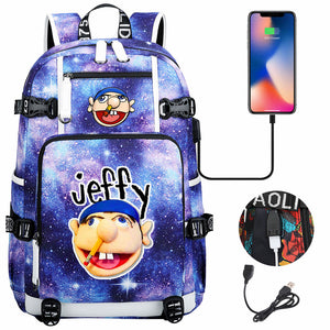 Jeffy USB Charging Backpack School NoteBook Laptop Travel Bags
