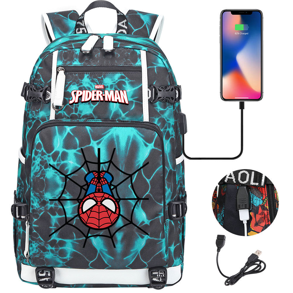 Spiderman Superhero Gwen Miles Morales  USB Charging Backpack School NoteBook Laptop Travel Bags
