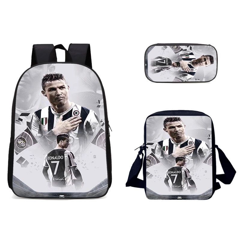 Ronaldo Football CR7 Schoolbag Backpack Lunch Bag Pencil Case Set Gift for Kids Students