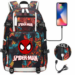 Spiderman Superhero Gwen Miles Morales  USB Charging Backpack School NoteBook Laptop Travel Bags