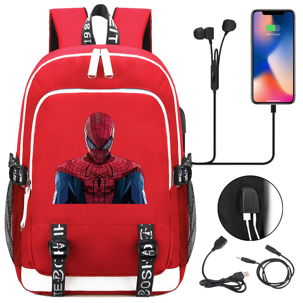 Spiderman Venom Superhero USB Charging Backpack School Note Book Laptop Travel Bags