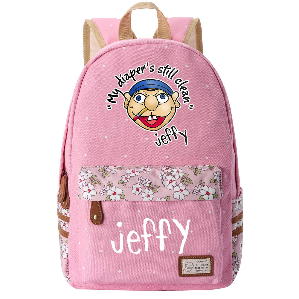 Jeffy Canvas Travel Backpack School Bag For Girl Kids Boy