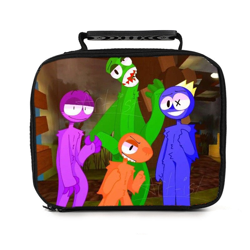 Rainbow Friends PU Leather Portable Lunch Box School Tote Storage Picnic Bag