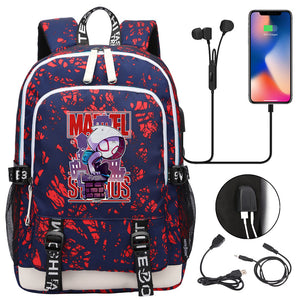 Spiderman Into the Spider Verse Miles Morales  USB Charging Backpack School Note Book Laptop Travel Bags