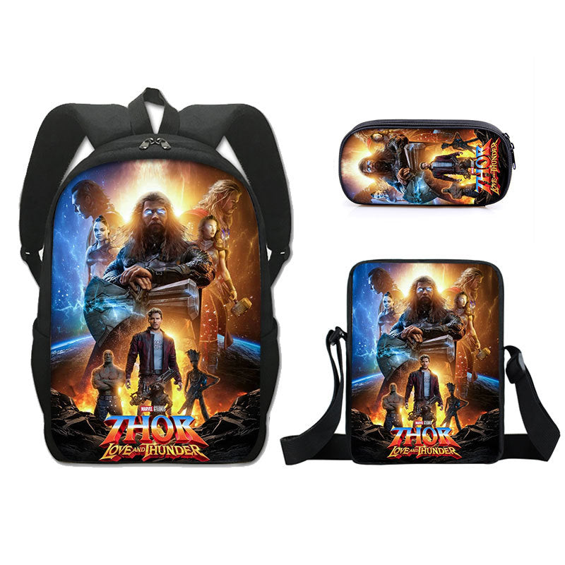 Thor Love and Thunder Schoolbag Backpack Lunch Bag Pencil Case Set Gift for Kids Students