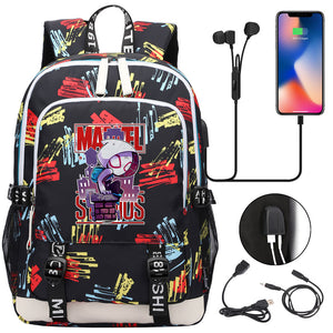 Spiderman Into the Spider Verse Miles Morales  USB Charging Backpack School Note Book Laptop Travel Bags