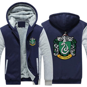 Harry Potter Slytherin Pull over Hoodie Sweatshirt Autumn Winter Unisex Sweater Zipper Jacket Coat