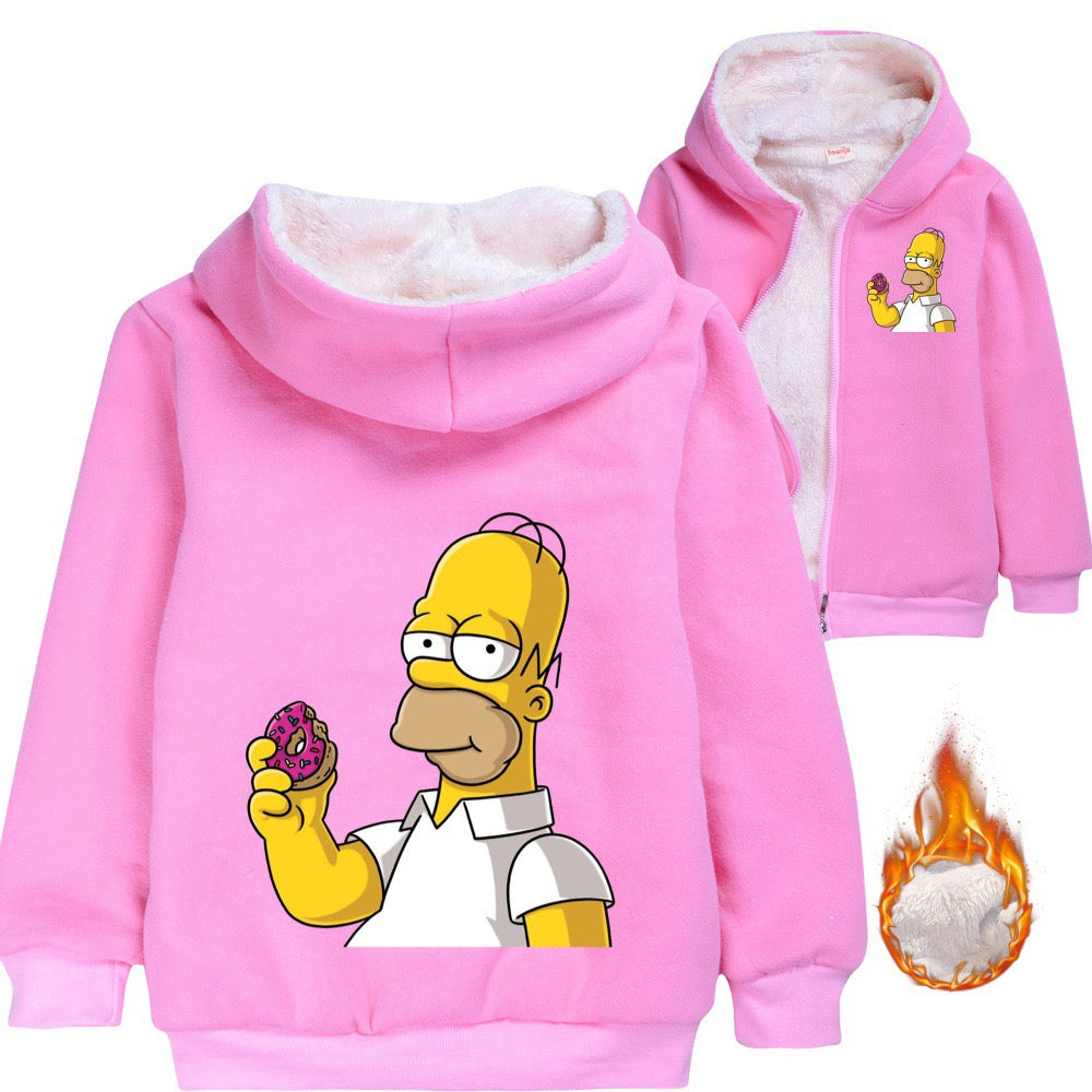 Simpsons Pullover Hoodie Sweatshirt Autumn Winter Unisex Sweater Zipper Jacket for Kids Boy Girls