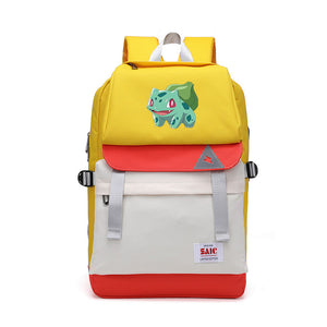 Pikachu Shool Bag Backpack USB Charging Students Notebook Bag Water Proof