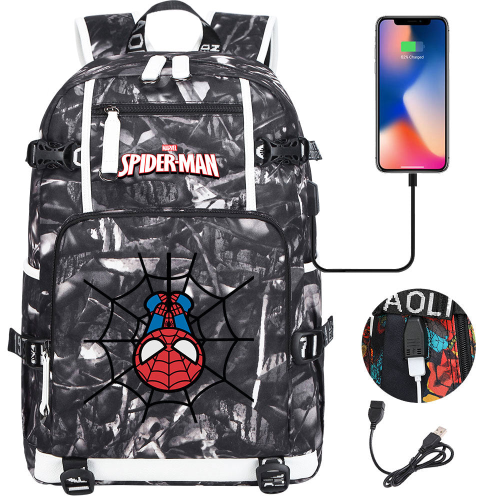 Spiderman Superhero Gwen Miles Morales  USB Charging Backpack School NoteBook Laptop Travel Bags