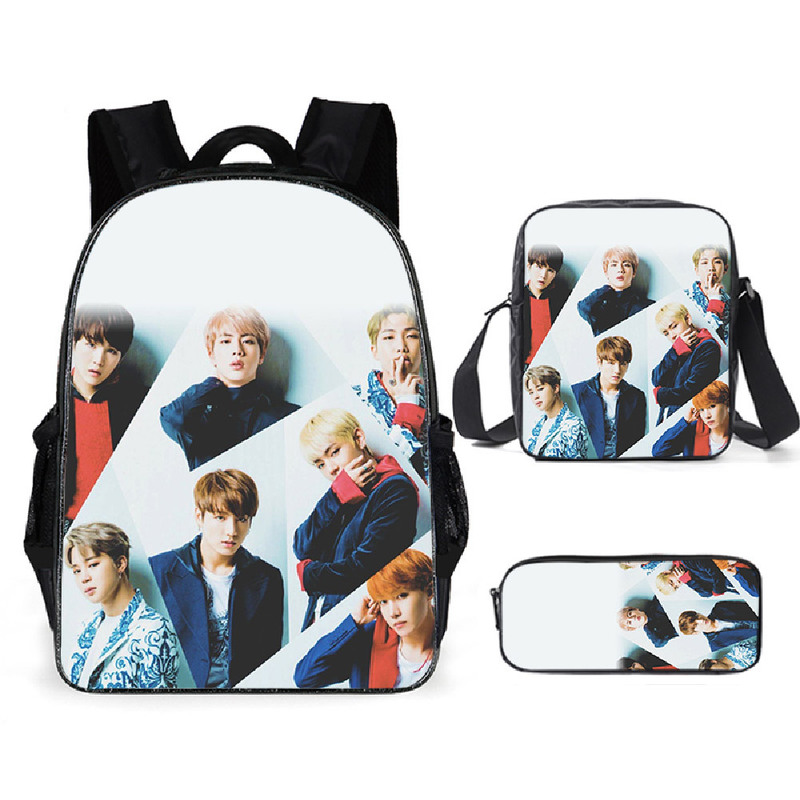 Bangtan Boys BTS Schoolbag Backpack Lunch Bag Pencil Case Set Gift for Kids Students
