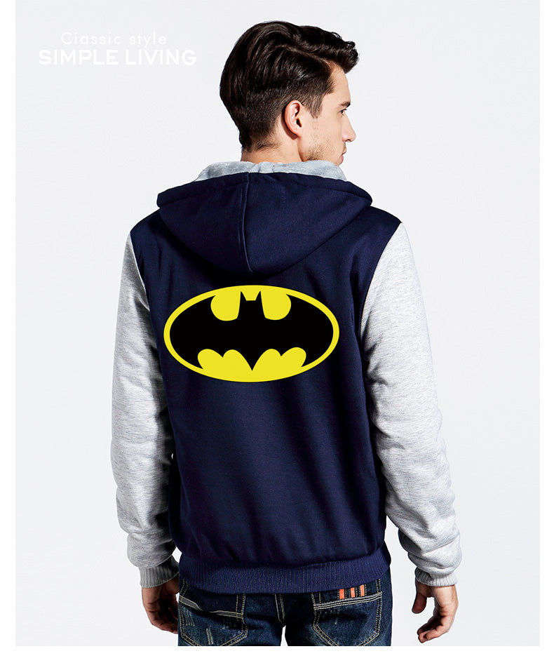 Batman Superhero  Hoodie Jacket Autumn Winter Unisex Zipper Sweatershirt Warm Coat