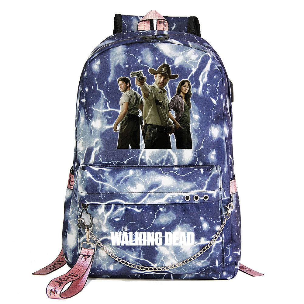 The Walking Dead USB Charging Backpack Shoolbag Notebook Bag Gifts for Kids Students