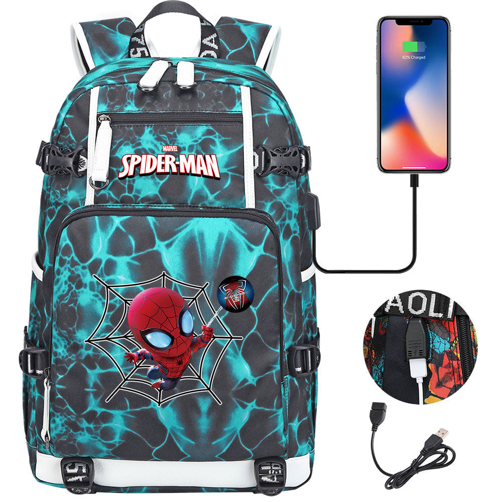 Spiderman Superhero Gwen Miles Morales  USB Charging Backpack School NoteBook Laptop Travel Bags