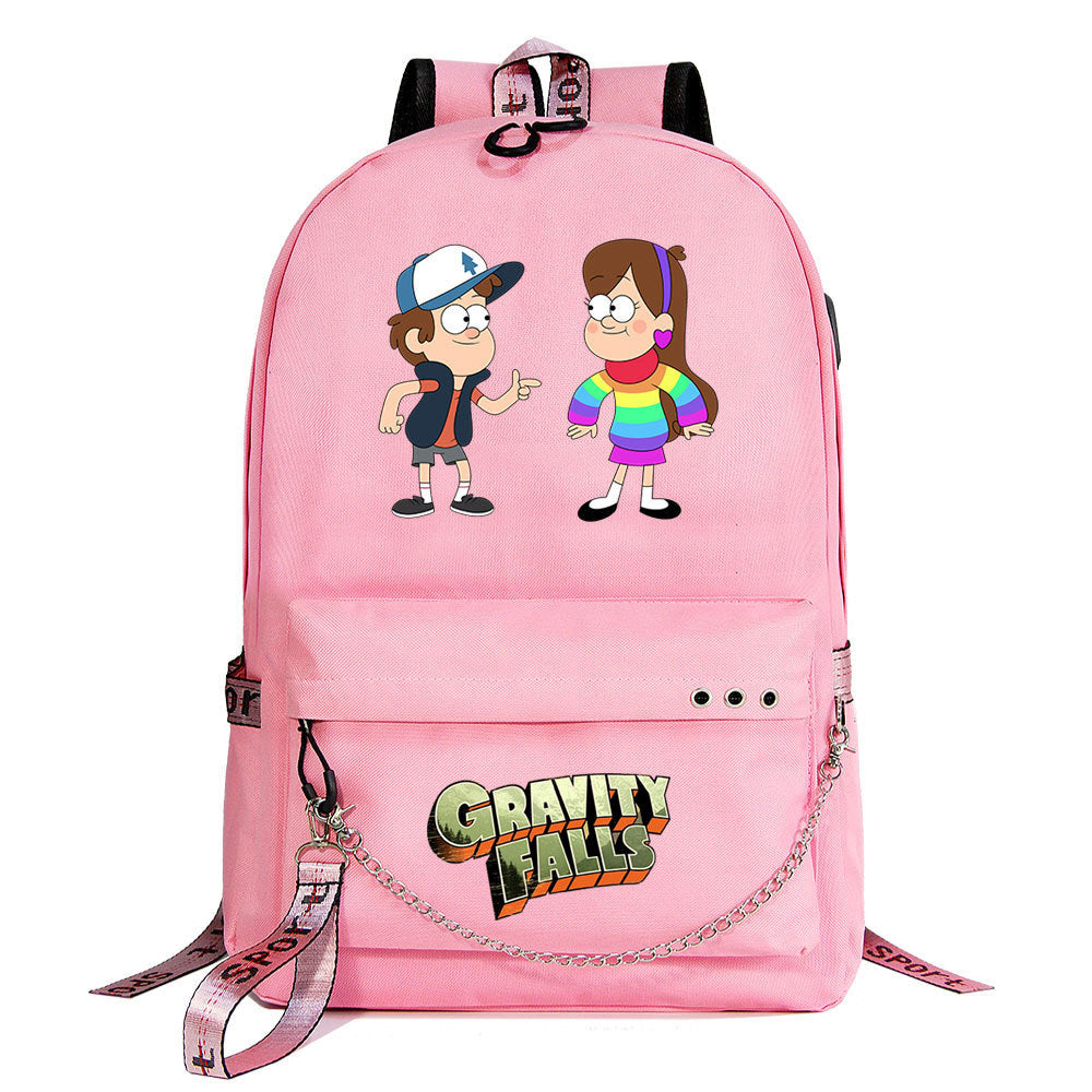 Gravity Falls USB Charging Backpack Shoolbag Notebook Bag Gifts for Kids Students