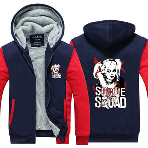 Suicide Squad Harley Quinn Hoodie Jacket Autumn Winter Unisex Zipper Sweatershirt Warm Coat