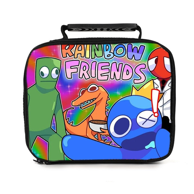 Rainbow Friends PU Leather Portable Lunch Box School Tote Storage Picnic Bag