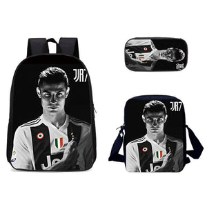 Ronaldo Football CR7 Schoolbag Backpack Lunch Bag Pencil Case Set Gift for Kids Students