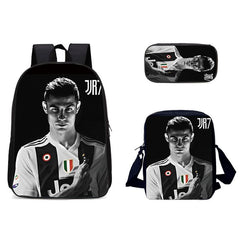 Ronaldo Football CR7 Schoolbag Backpack Lunch Bag Pencil Case Set Gift for Kids Students