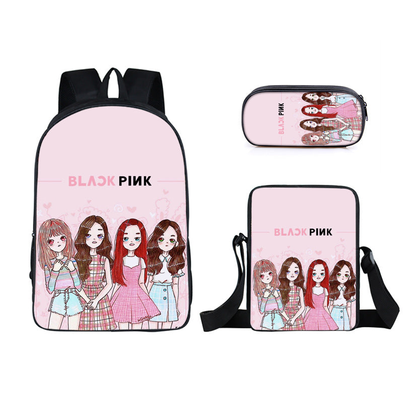 BLACKPINK JISOO JENNIE Schoolbag Backpack Lunch Bag Pencil Case Set Gift for Kids Students