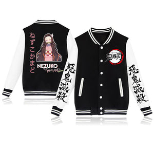Demon Slayer Nezuko Casual Baseball Sweater Unisex Jacket Coat