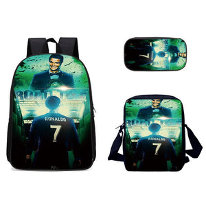 Ronaldo Football CR7 Schoolbag Backpack Lunch Bag Pencil Case Set Gift for Kids Students