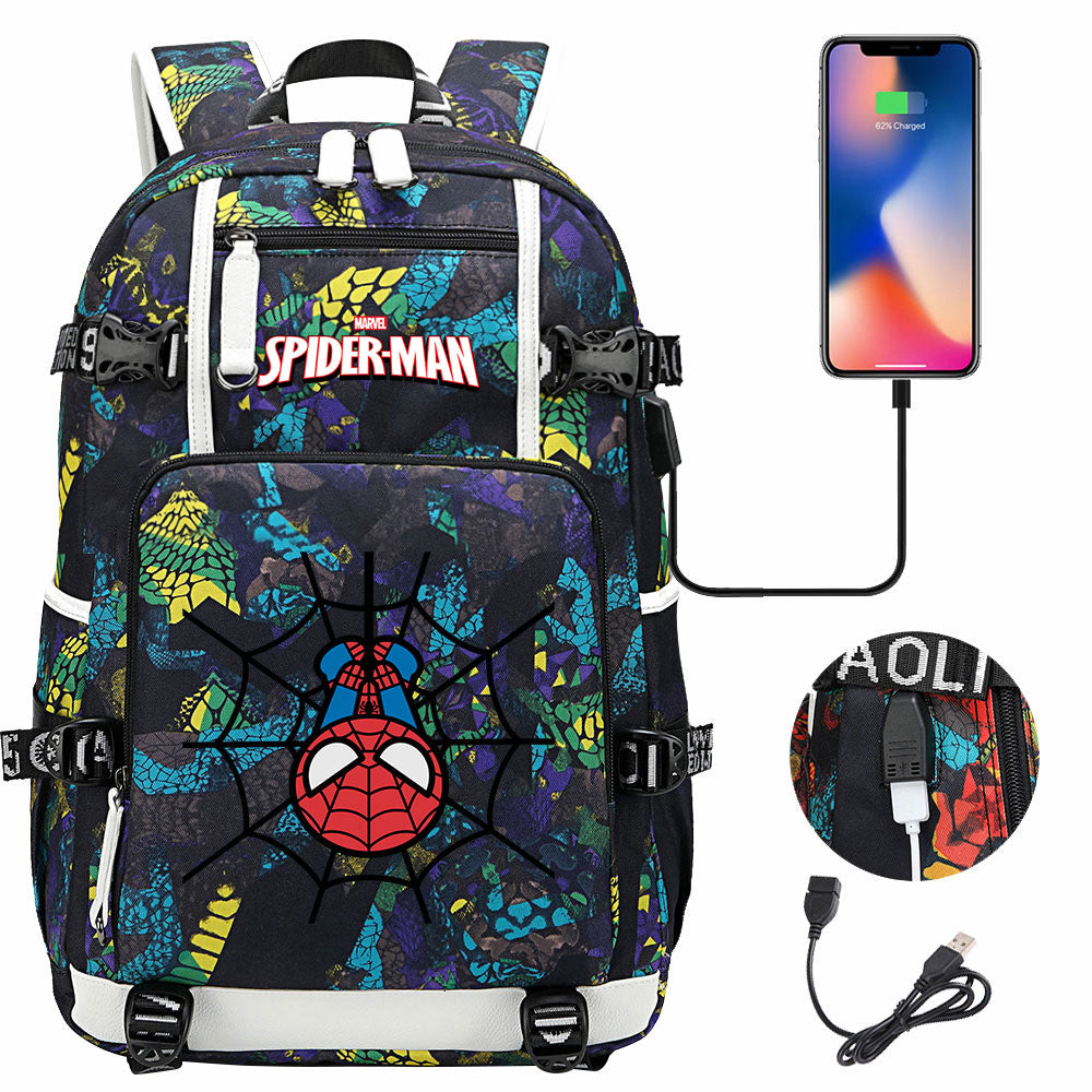 Spiderman Superhero Gwen Miles Morales  USB Charging Backpack School NoteBook Laptop Travel Bags