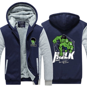 Hulk Superhero Hoodie Jacket Autumn Winter Unisex Zipper Sweatershirt Warm Coat