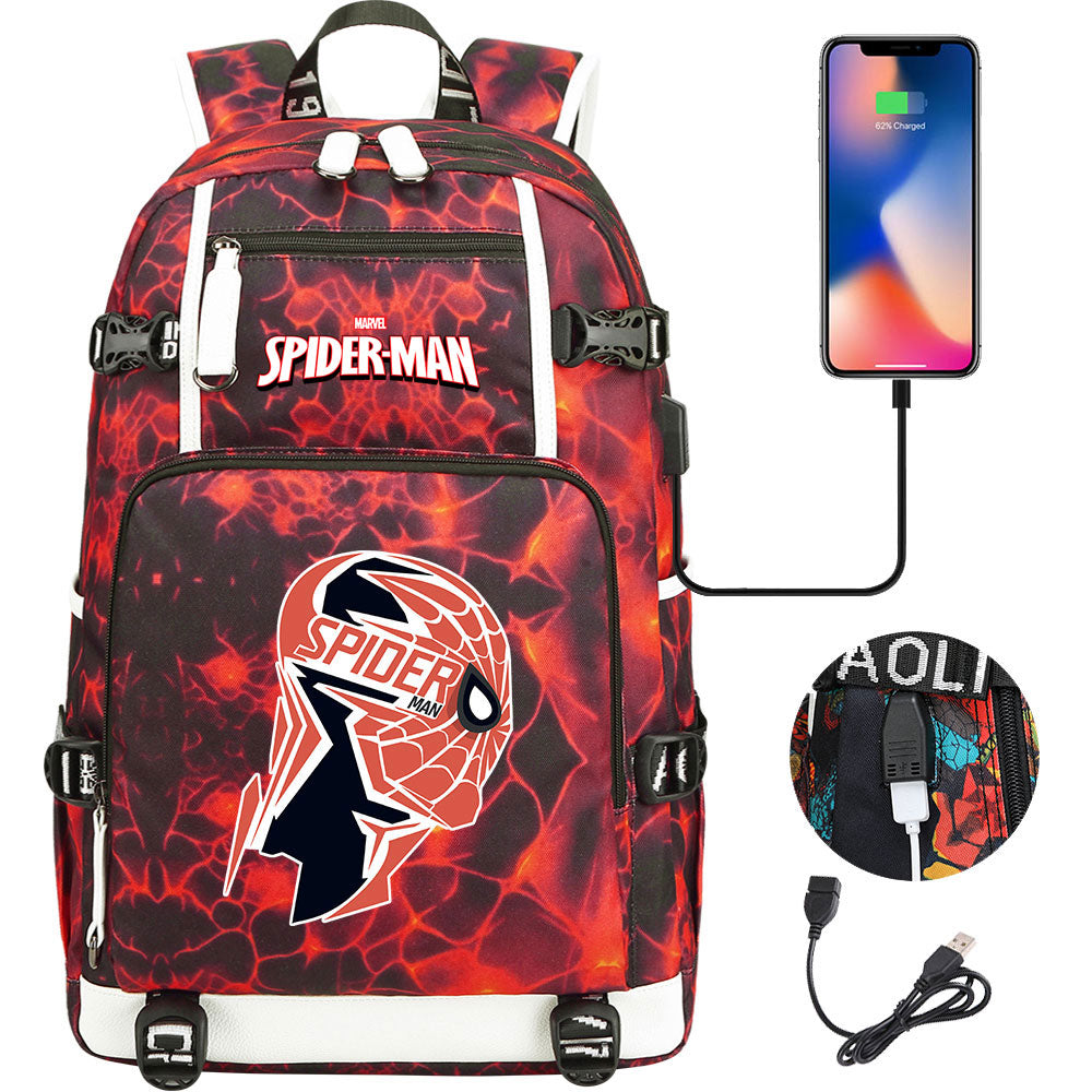 Spiderman Superhero Gwen Miles Morales  USB Charging Backpack School NoteBook Laptop Travel Bags