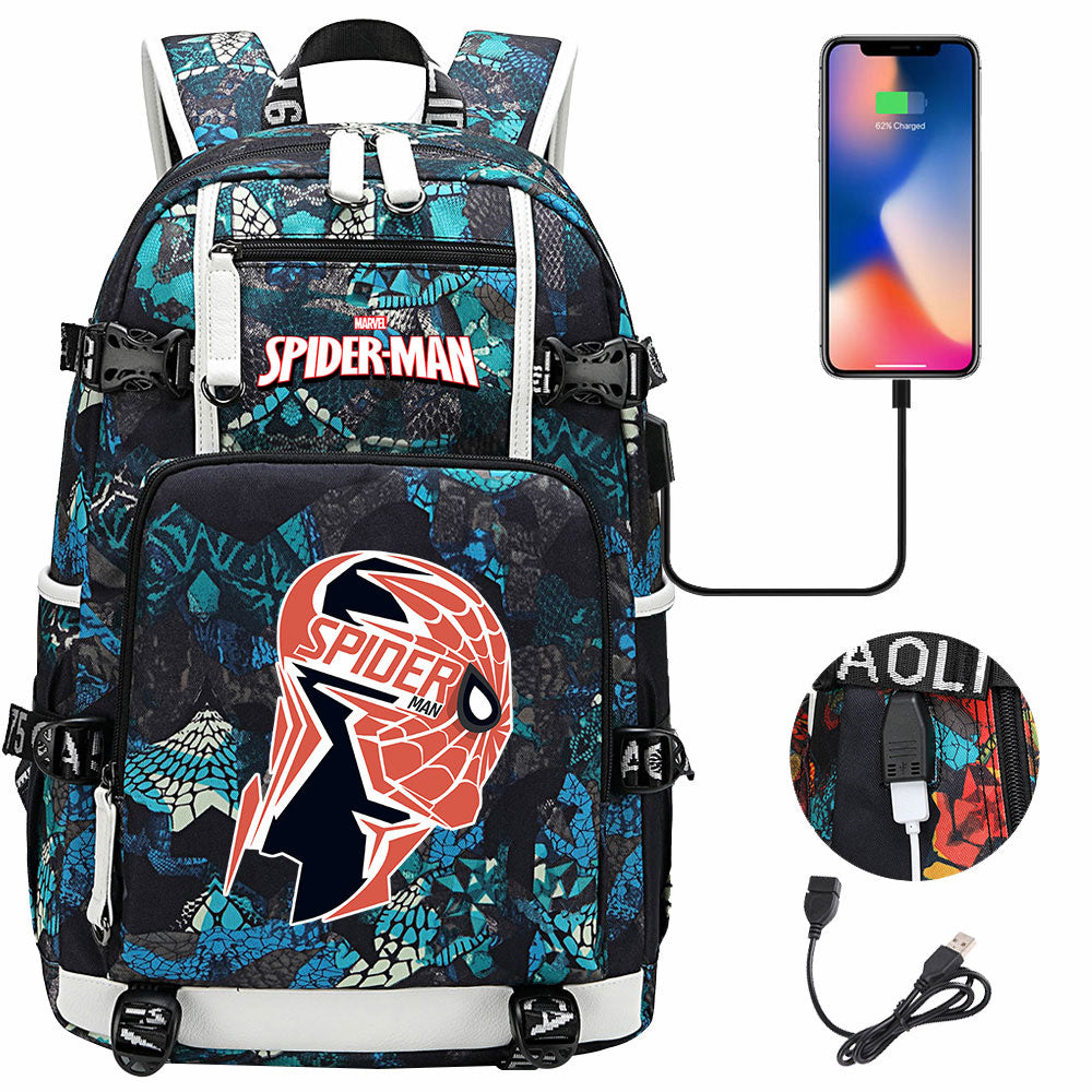 Spiderman Superhero Gwen Miles Morales  USB Charging Backpack School NoteBook Laptop Travel Bags