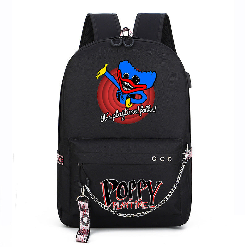 Poppy Playtime USB Charging Backpack Schoolbag Notebook Bag Gifts for Kids Students