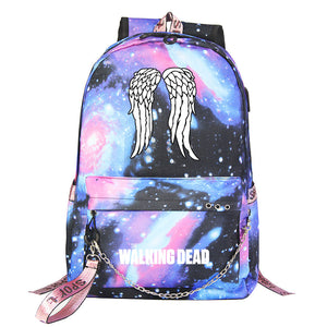 The Walking Dead USB Charging Backpack Shoolbag Notebook Bag Gifts for Kids Students