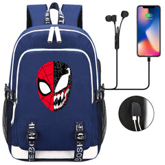 Spiderman Venom Superhero USB Charging Backpack School Note Book Laptop Travel Bags