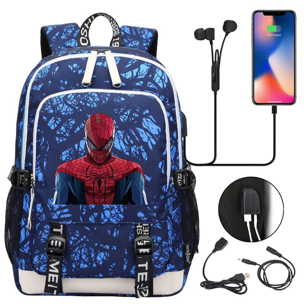 Spiderman Venom Superhero USB Charging Backpack School Note Book Laptop Travel Bags