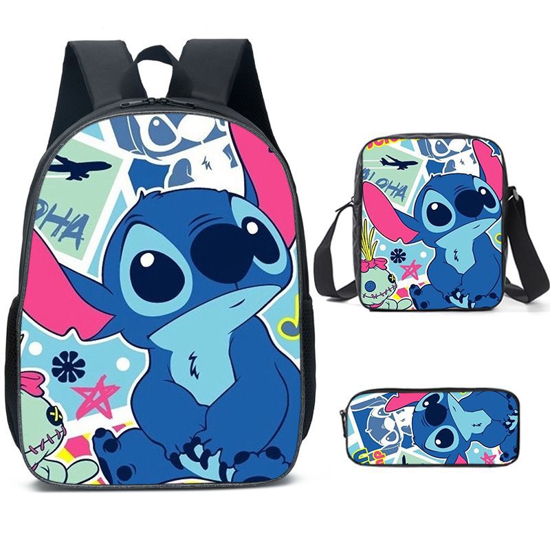 Lilo Stitch Schoolbag Backpack Lunch Bag Pencil Case Set Gift for Kids Students
