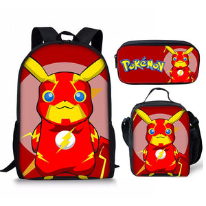 Pikachu Schoolbag Backpack Lunch Bag Pencil Case 3pcs Set Gift for Kids Students