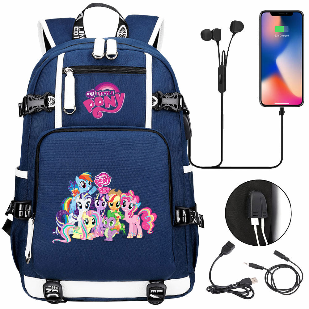 My Little Pony USB Charging Backpack School NoteBook Laptop Travel Bags