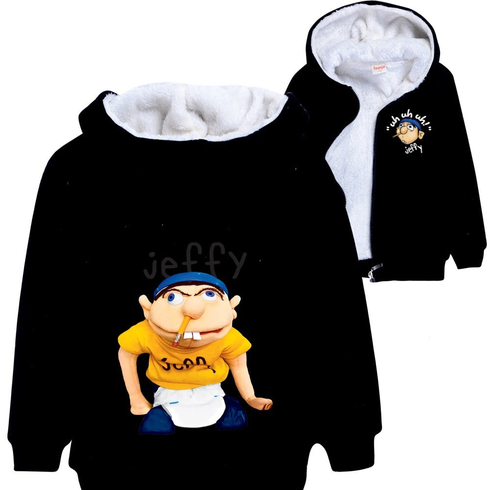 Jeffy Pullover Hoodie Sweatshirt Autumn Winter Unisex Sweater Zipper Jacket for Kids Boy Girls