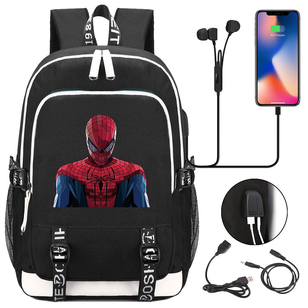 Spiderman Venom Superhero USB Charging Backpack School Note Book Laptop Travel Bags