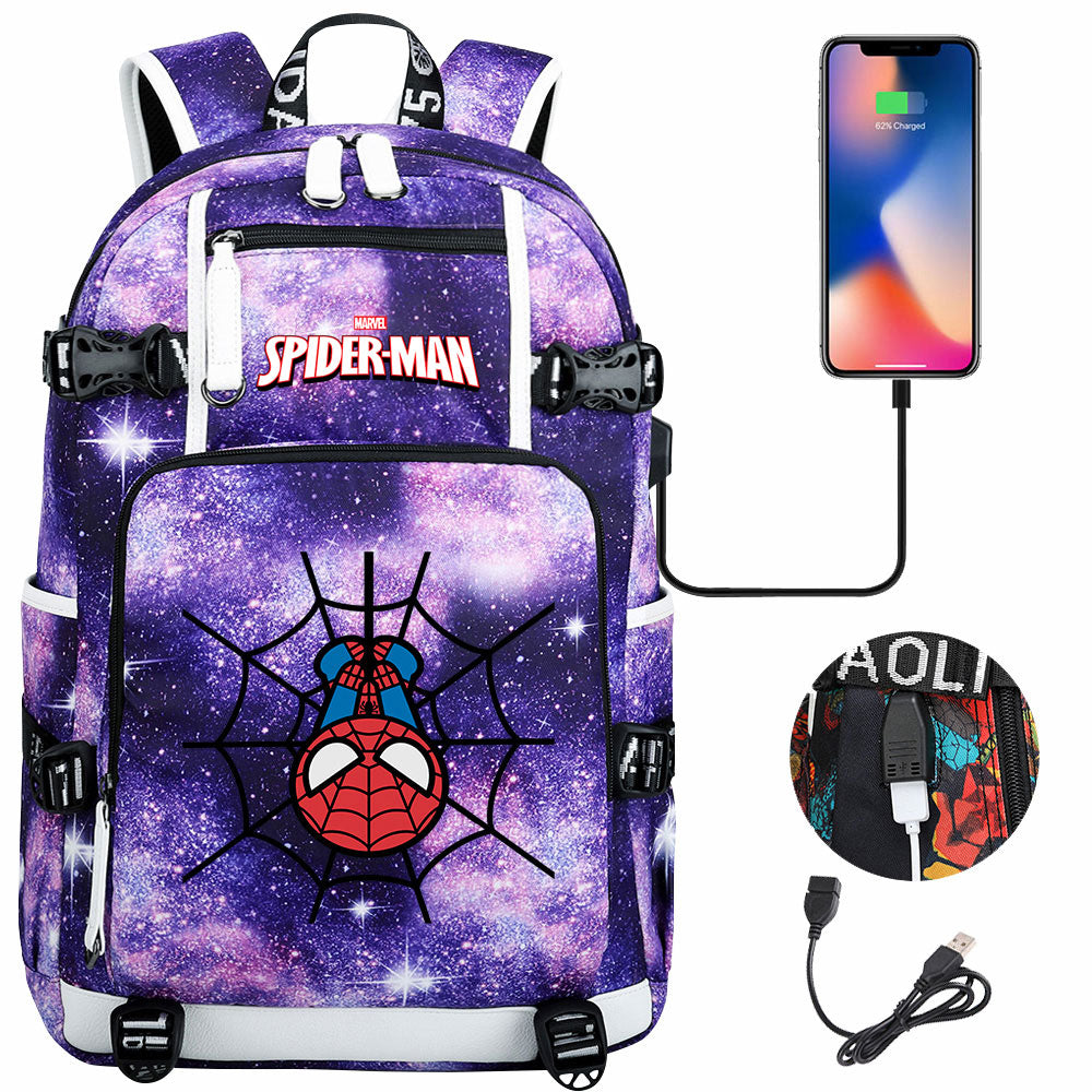 Spiderman Superhero Gwen Miles Morales  USB Charging Backpack School NoteBook Laptop Travel Bags