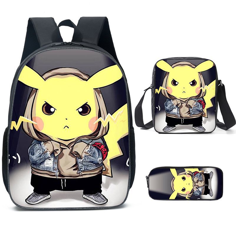 Pokemon Pikachu Schoolbag Backpack Lunch Bag Pencil Case Set Gift for Kids Students