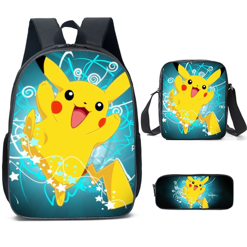 Pokemon Pikachu Schoolbag Backpack Lunch Bag Pencil Case Set Gift for Kids Students