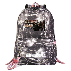 The Walking Dead USB Charging Backpack Shoolbag Notebook Bag Gifts for Kids Students