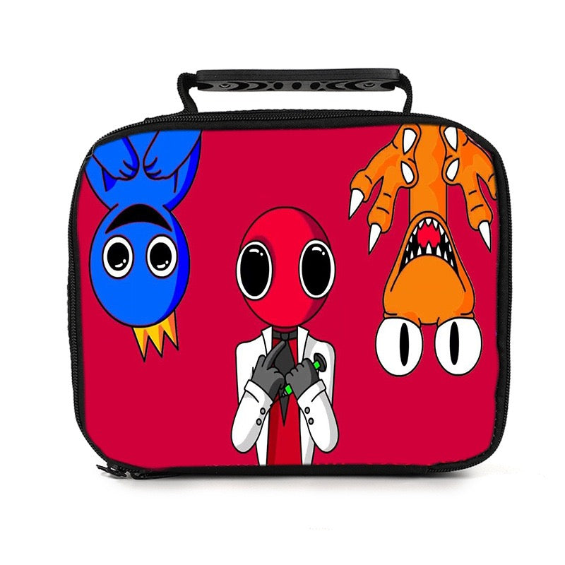 Rainbow Friends PU Leather Portable Lunch Box School Tote Storage Picnic Bag