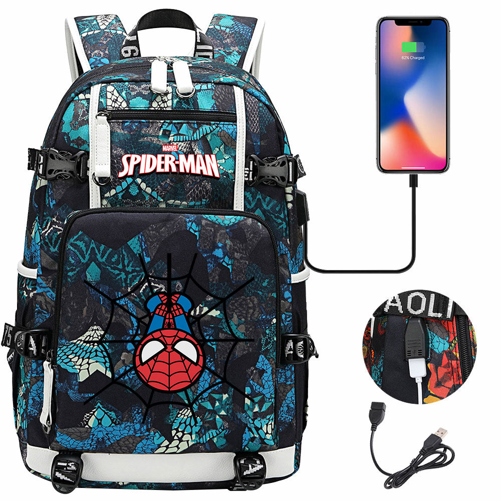 Spiderman Superhero Gwen Miles Morales  USB Charging Backpack School NoteBook Laptop Travel Bags