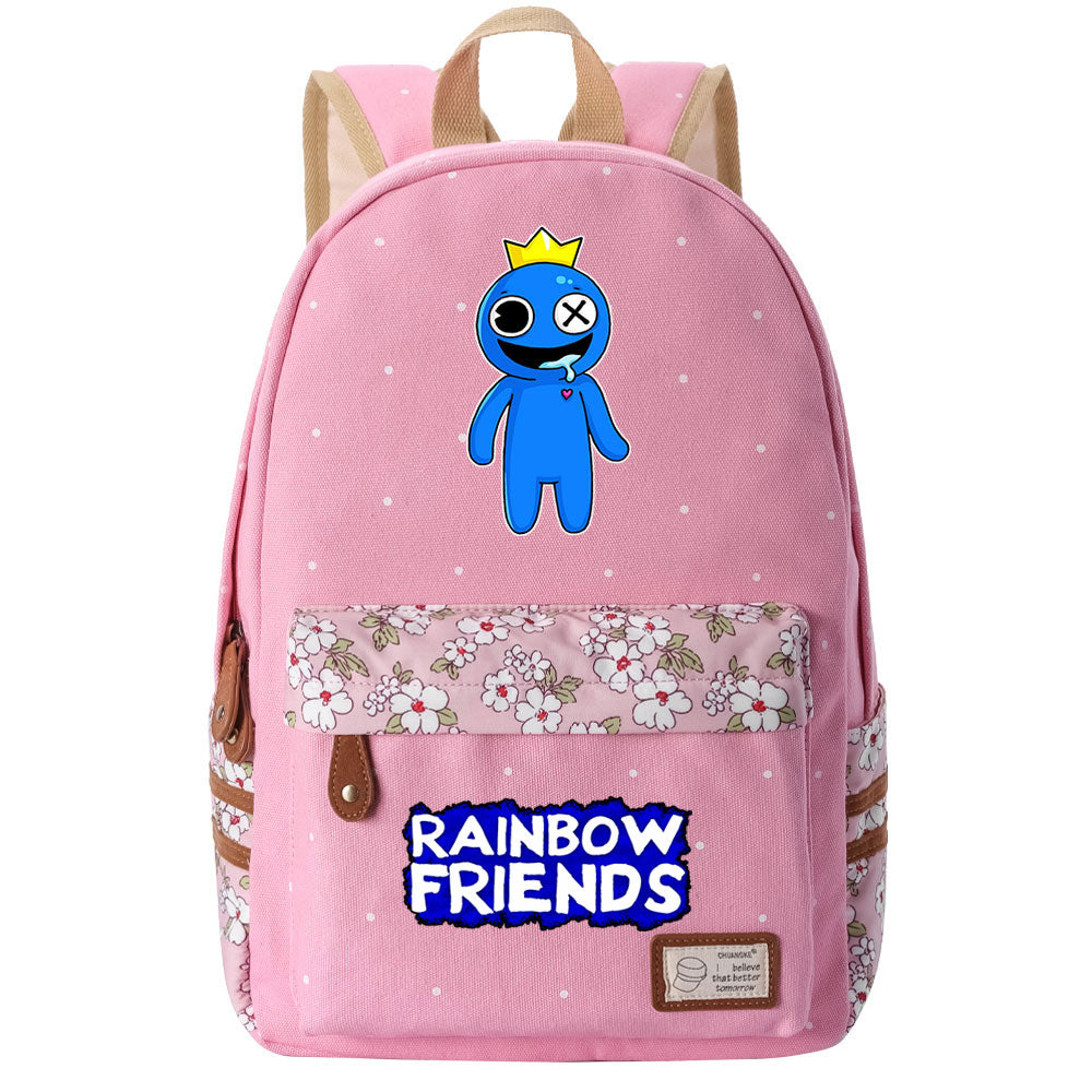 Rainbow Friends Canvas Travel Backpack School Bag For Girl Kids Boy