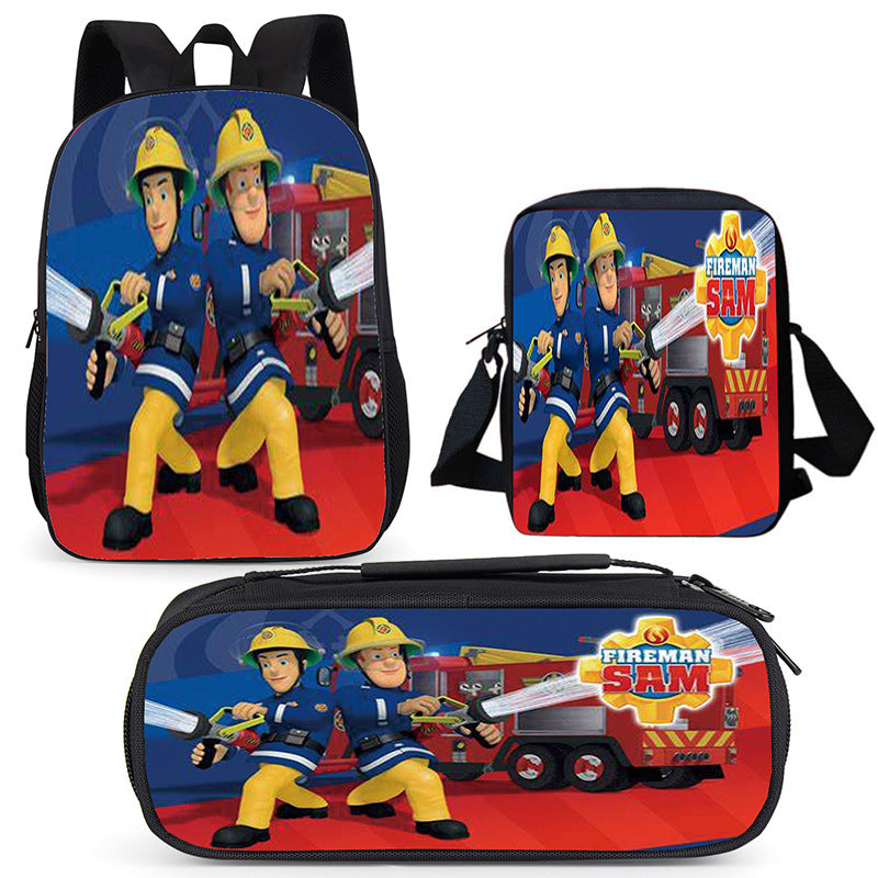 Fireman Sam Schoolbag Backpack Lunch Bag Pencil Case Set Gift for Kids Students