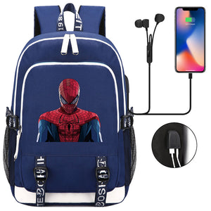 Spiderman Venom Superhero USB Charging Backpack School Note Book Laptop Travel Bags